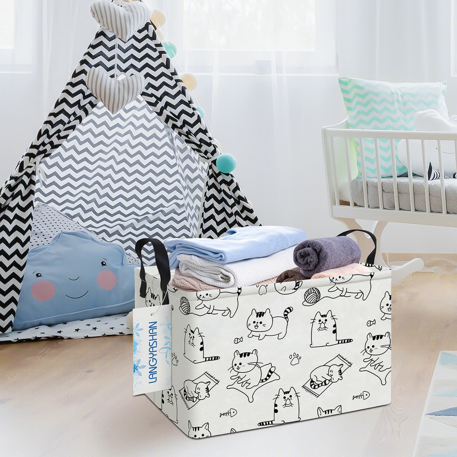 LANGYASHAN storage bin with thick handles for easy transport