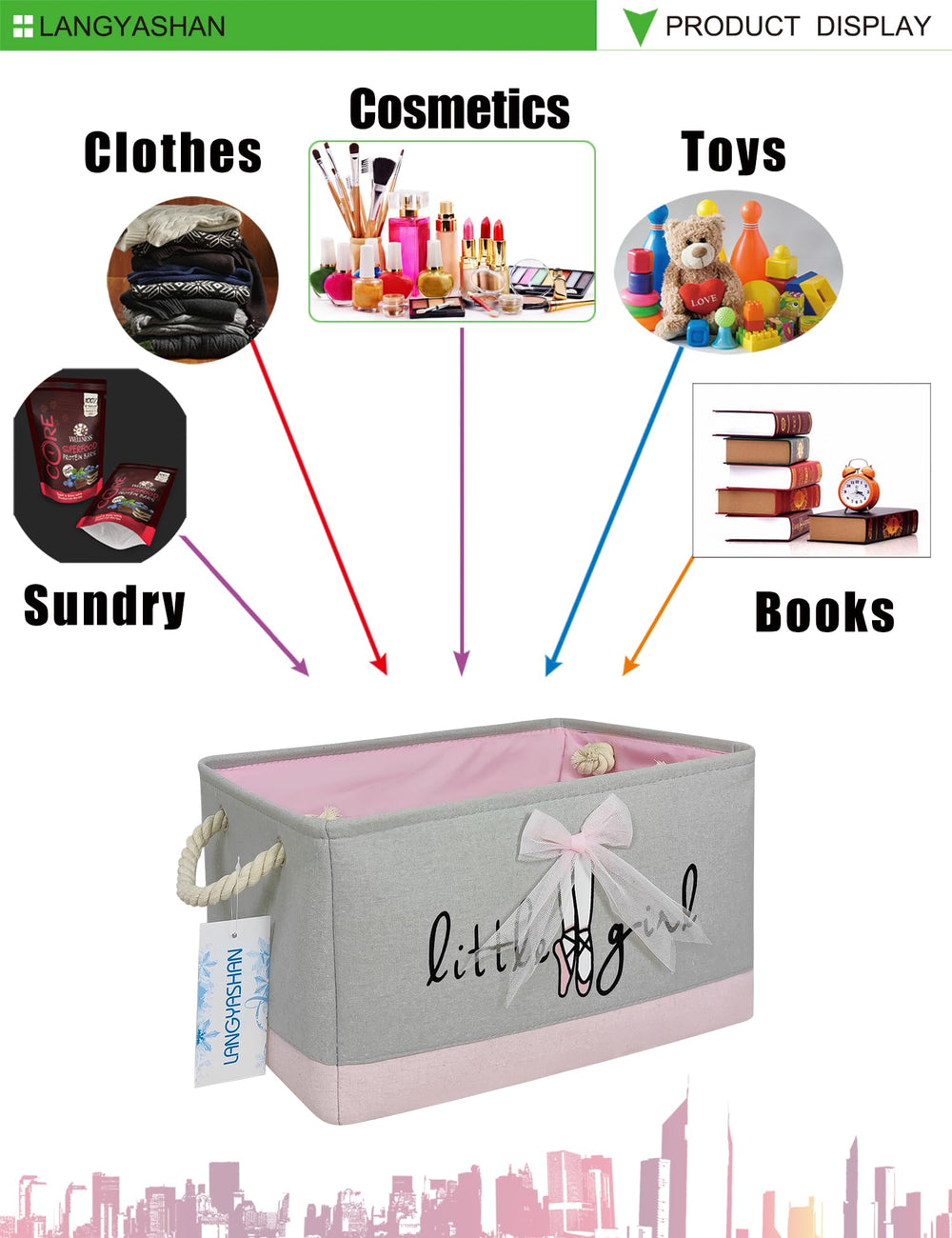 LANGYASHAN rectangular storage bin in kids' toy storage setup