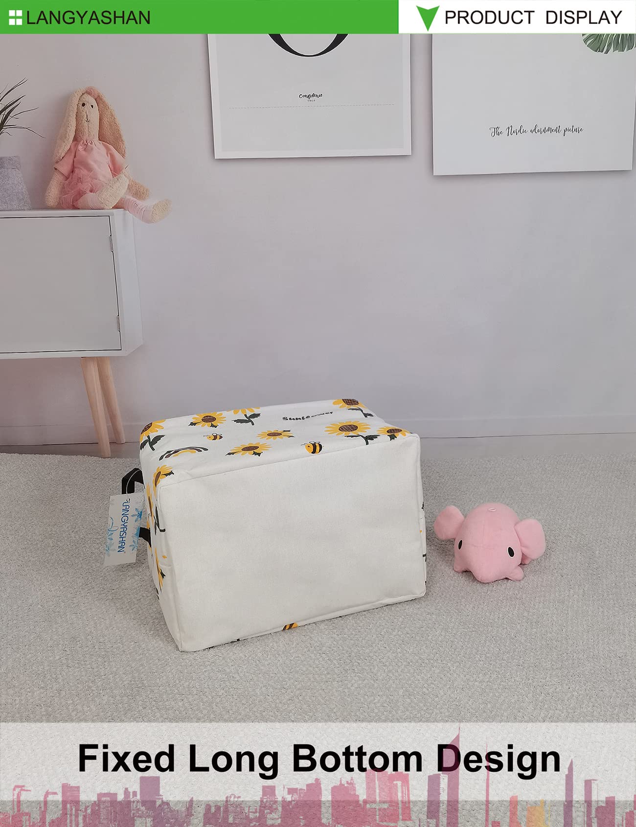 LANGYASHAN storage bin in kitchen for towels and supplies