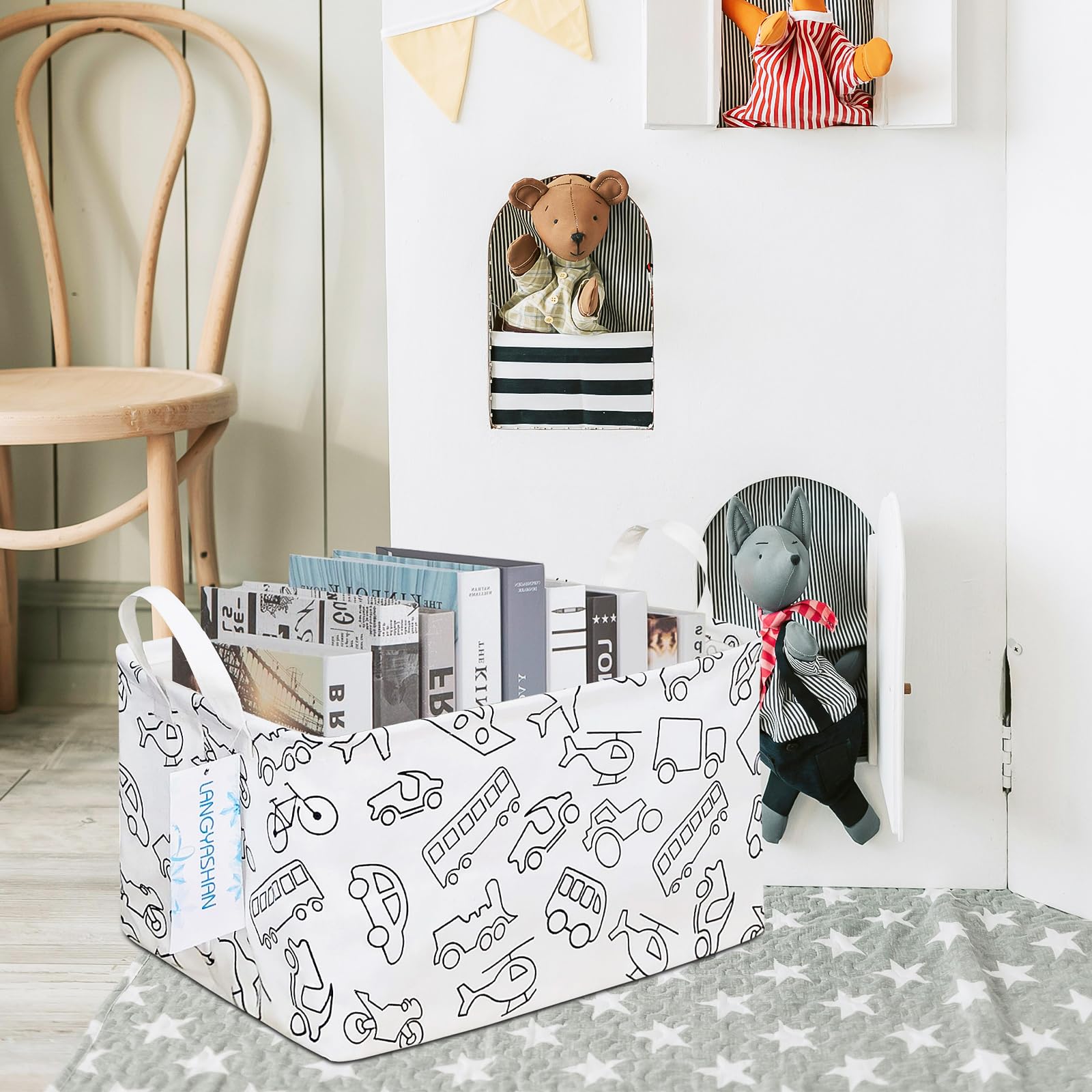 LANGYASHAN rectangular storage bin in kitchen or closet for organization.