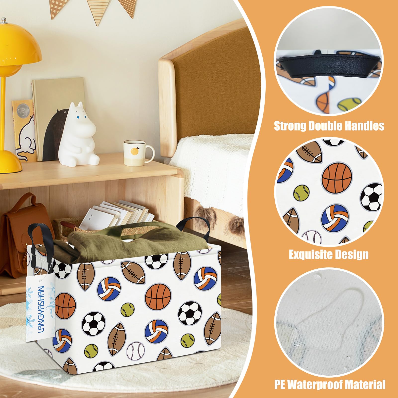 LANGYASHAN rectangular storage bin open-top showcases accessible toy and book storage