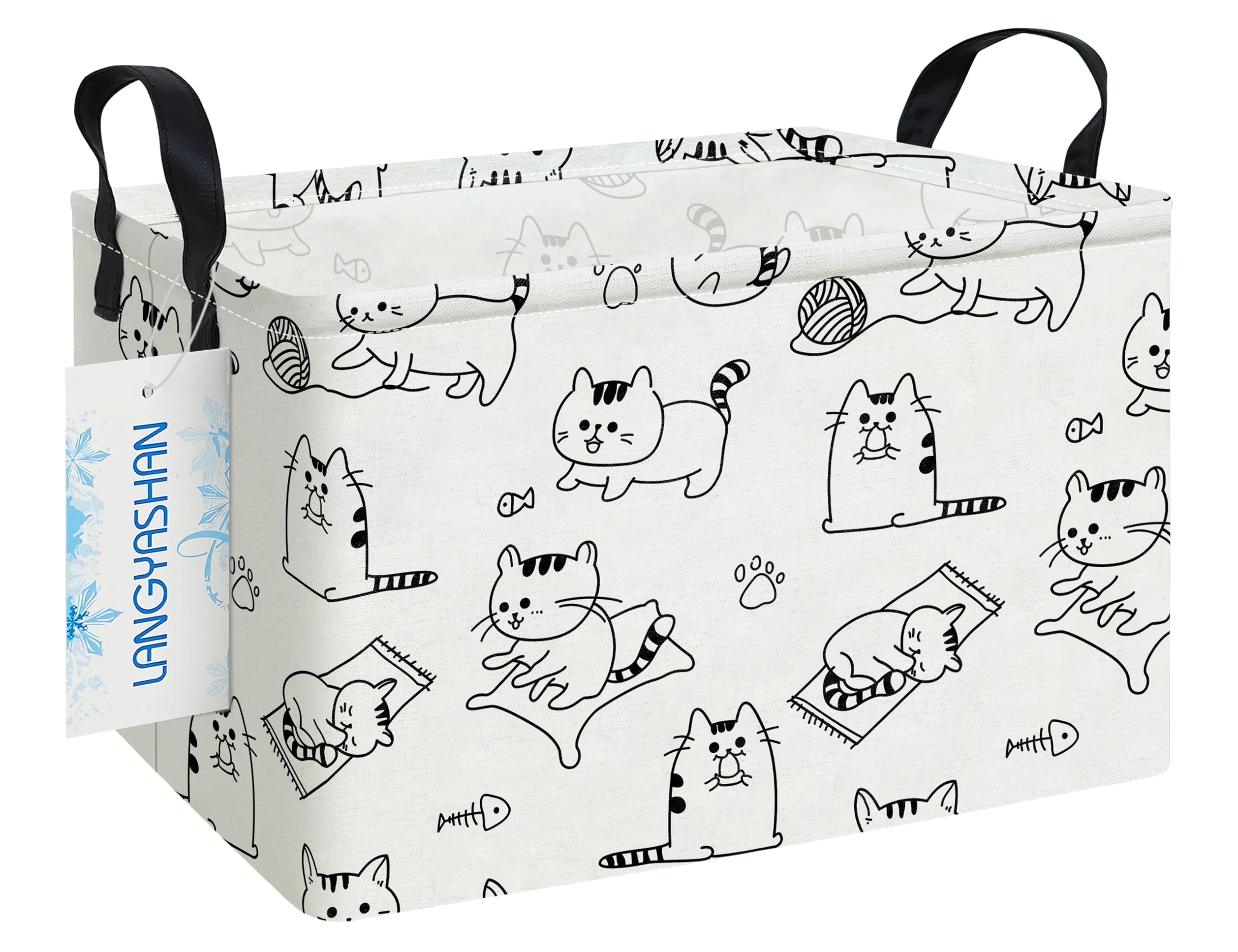 LANGYASHAN storage bin side view with sturdy fabric for toys and books