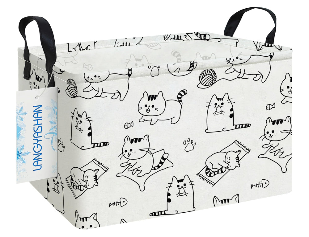 LANGYASHAN storage bin side view with sturdy fabric for toys and books