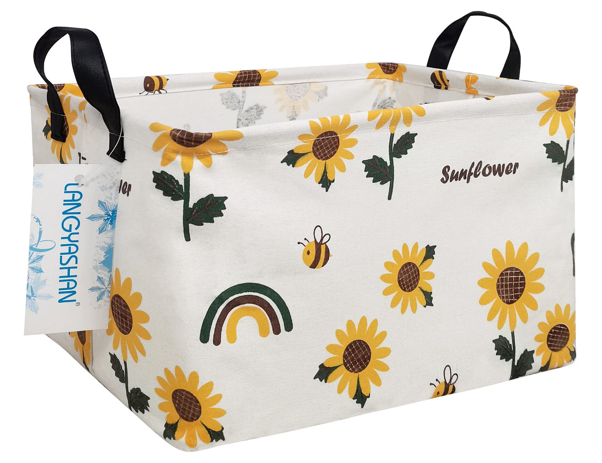 LANGYASHAN rectangular storage bin sunflower front view for toy organization