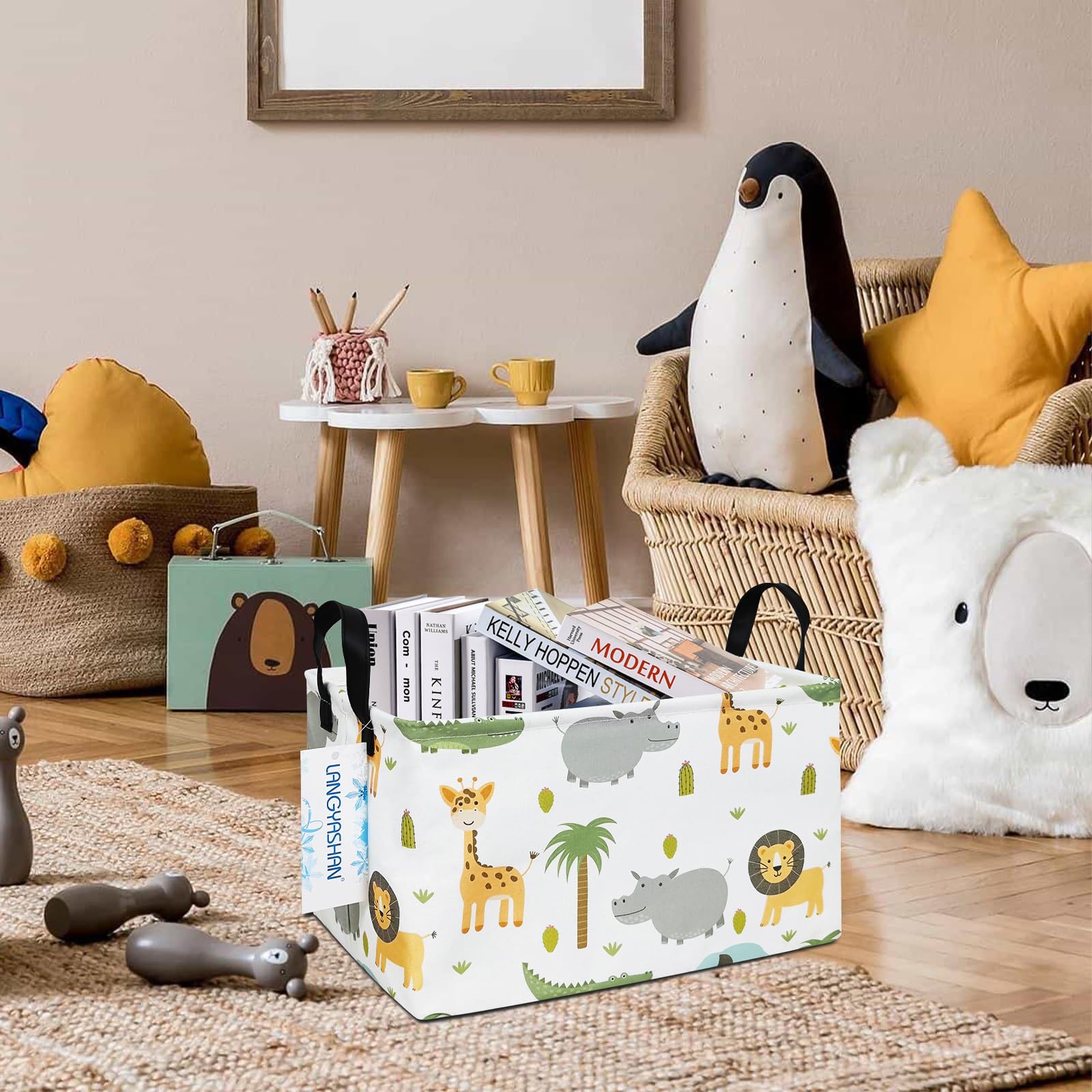 LANGYASHAN rectangular storage bin used as toy organizer in kids' room.