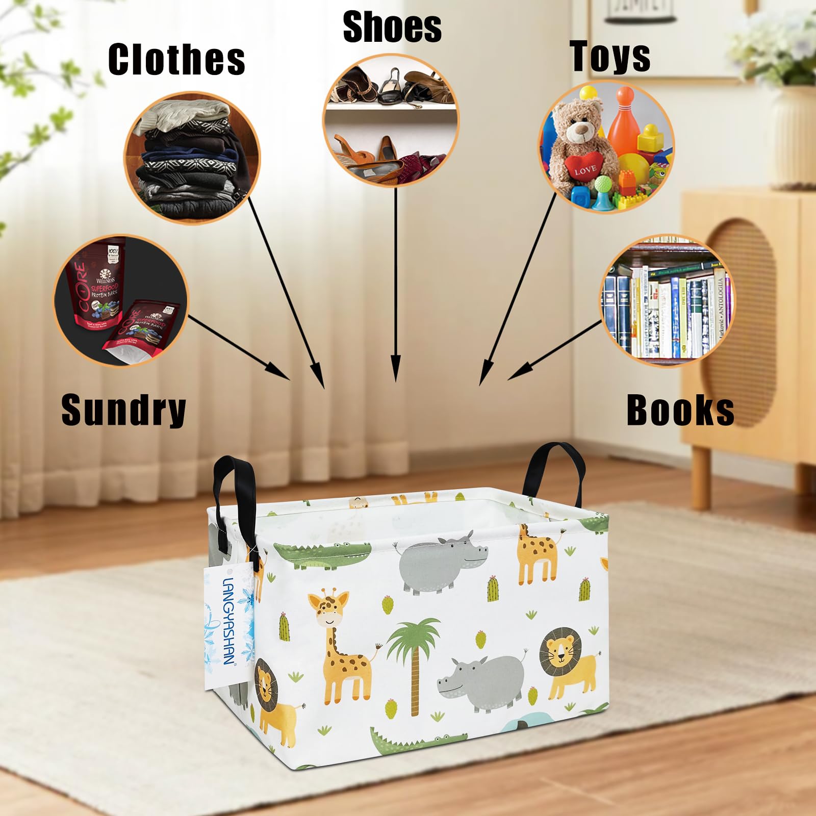 LANGYASHAN rectangular storage bin waterproof coating protects contents during spills.