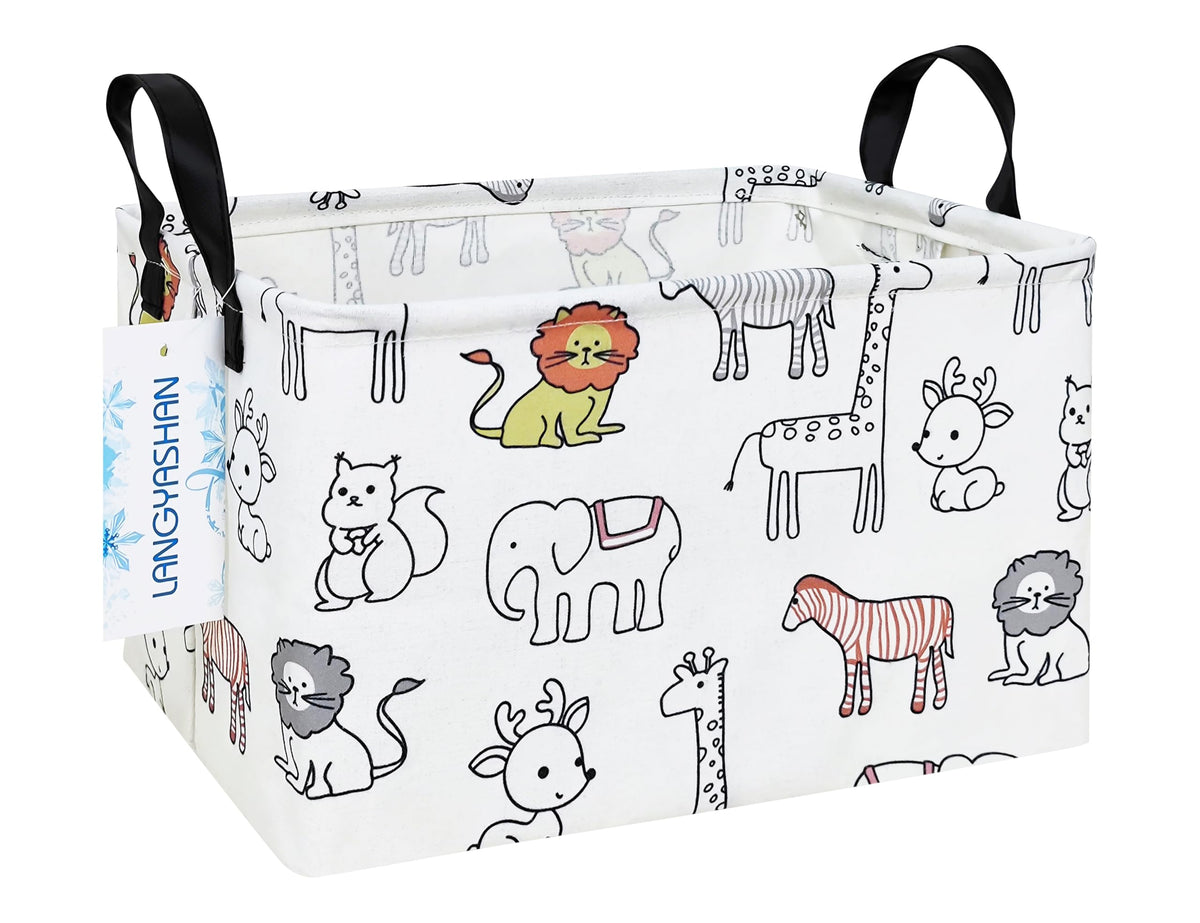 LANGYASHAN rectangular storage bin for toys with a sturdy self-standing form.