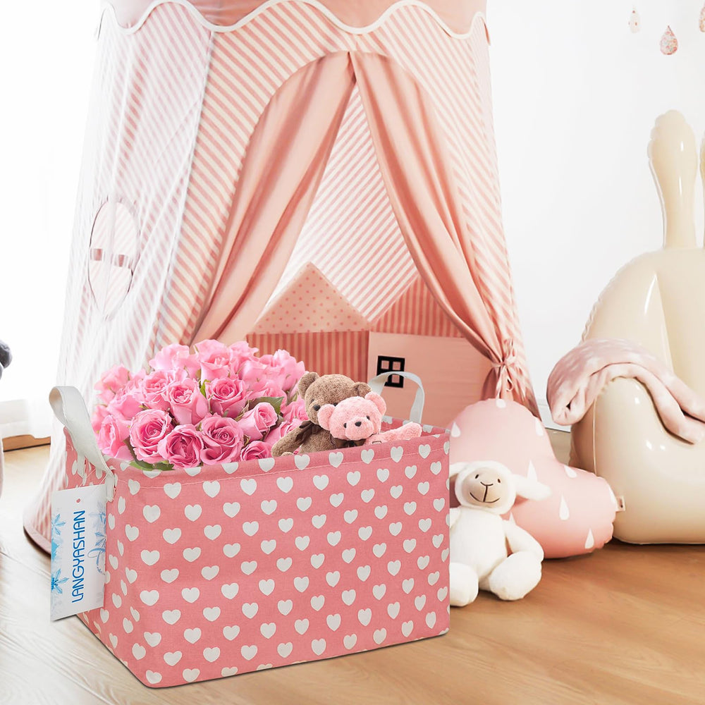 LANGYASHAN spacious toy bin fits stuffed animals, books, and craft supplies.