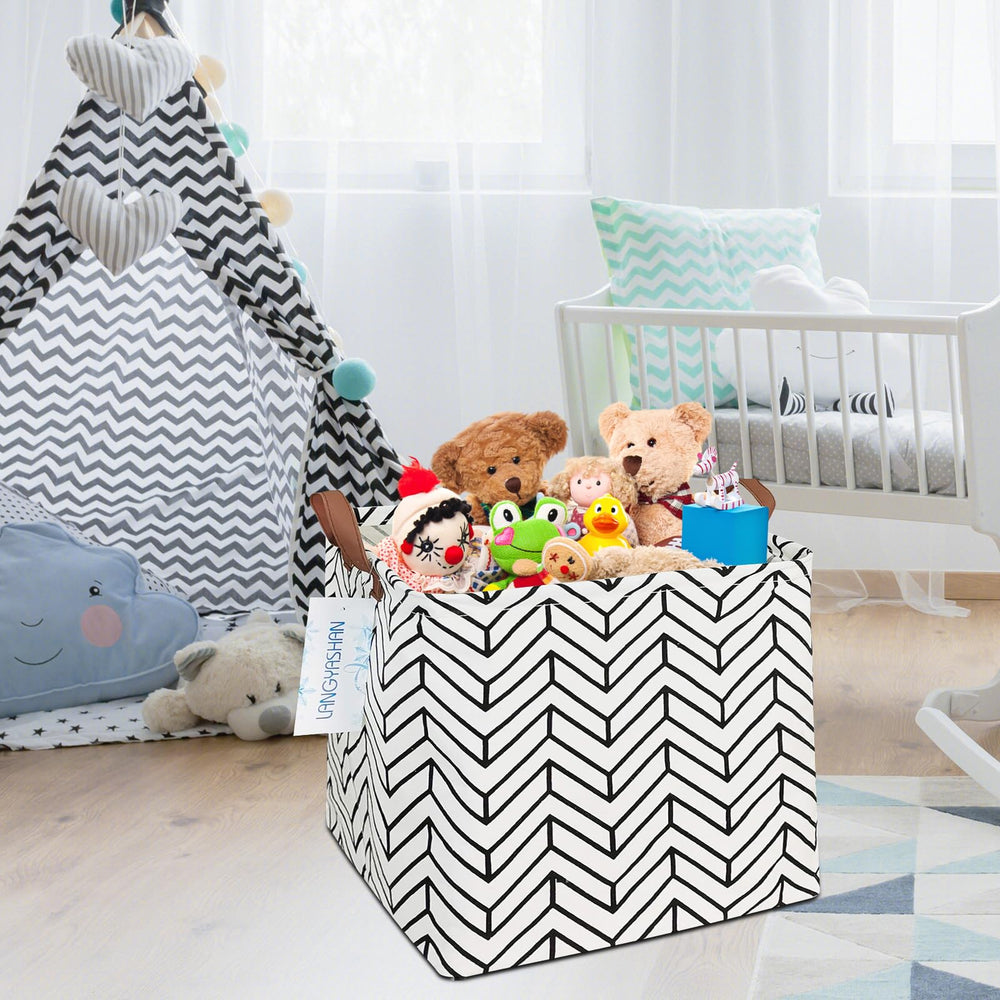 LANGYASHAN square storage basket nursery-decor complements rooms while organizing craft supplies.