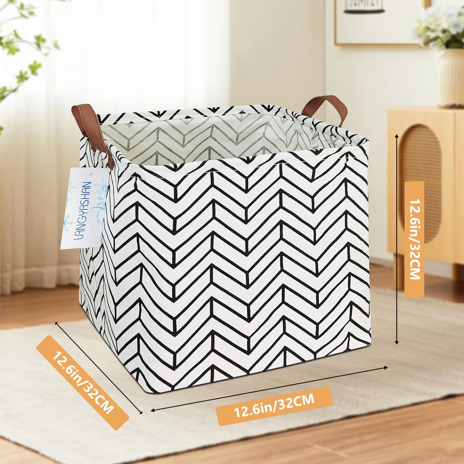 LANGYASHAN square storage basket open-top demonstrates convenient access and quick cleanup.