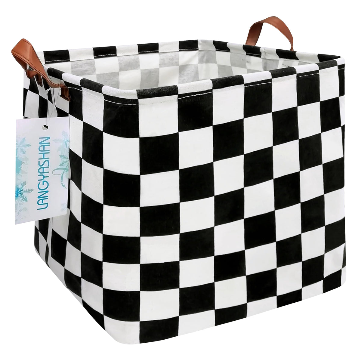 LANGYASHAN square storage baskets front view, sturdy stand-up design ideal for toy organization.