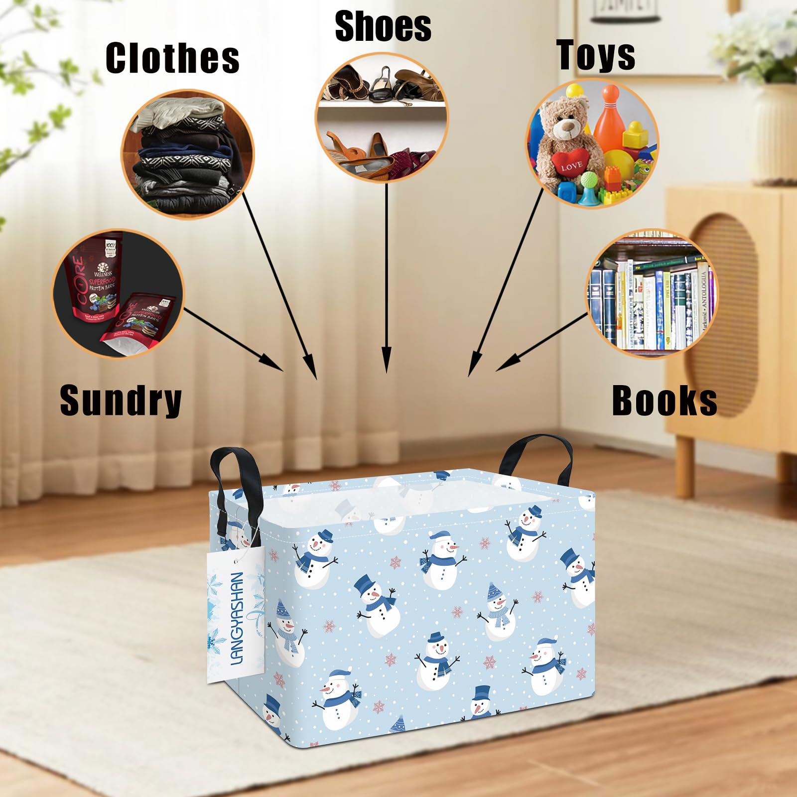 LANGYASHAN nursery basket stores blankets and books neatly.