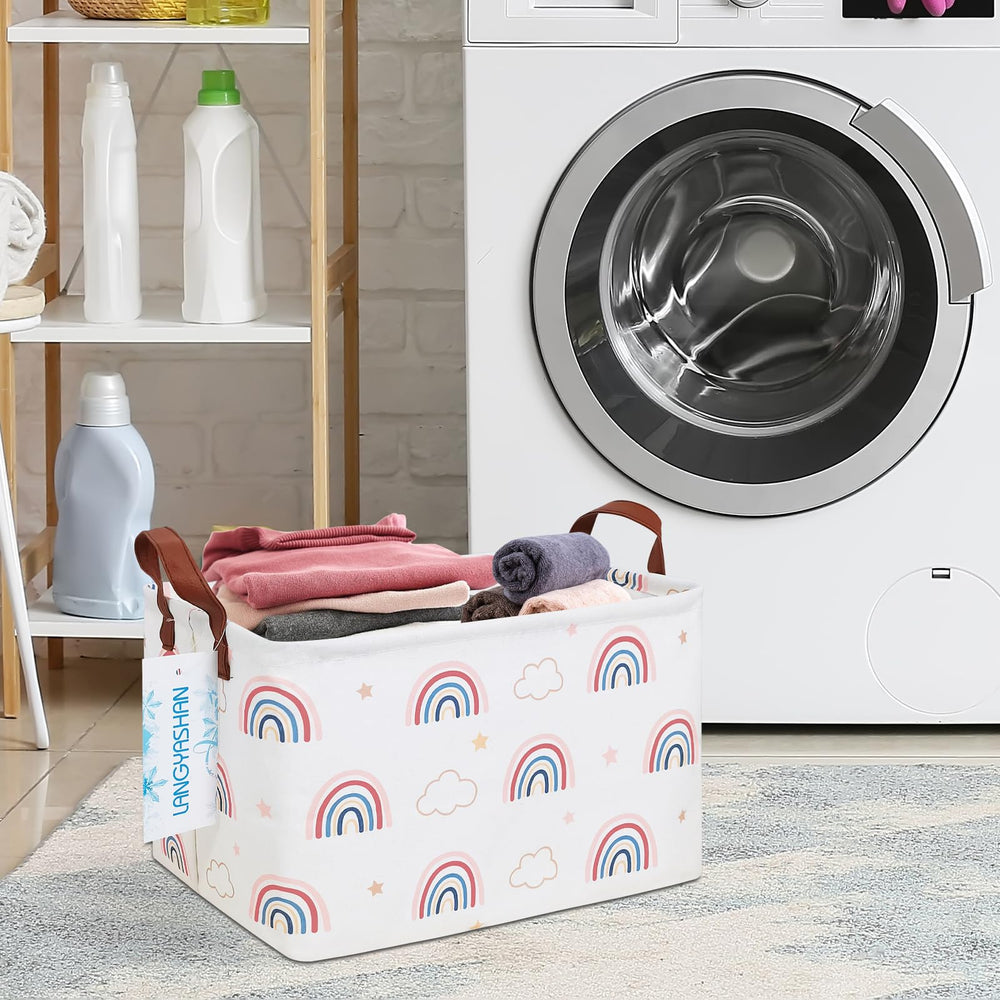 LANGYASHAN storage bin handles close-up featuring thick ergonomic grips for carrying