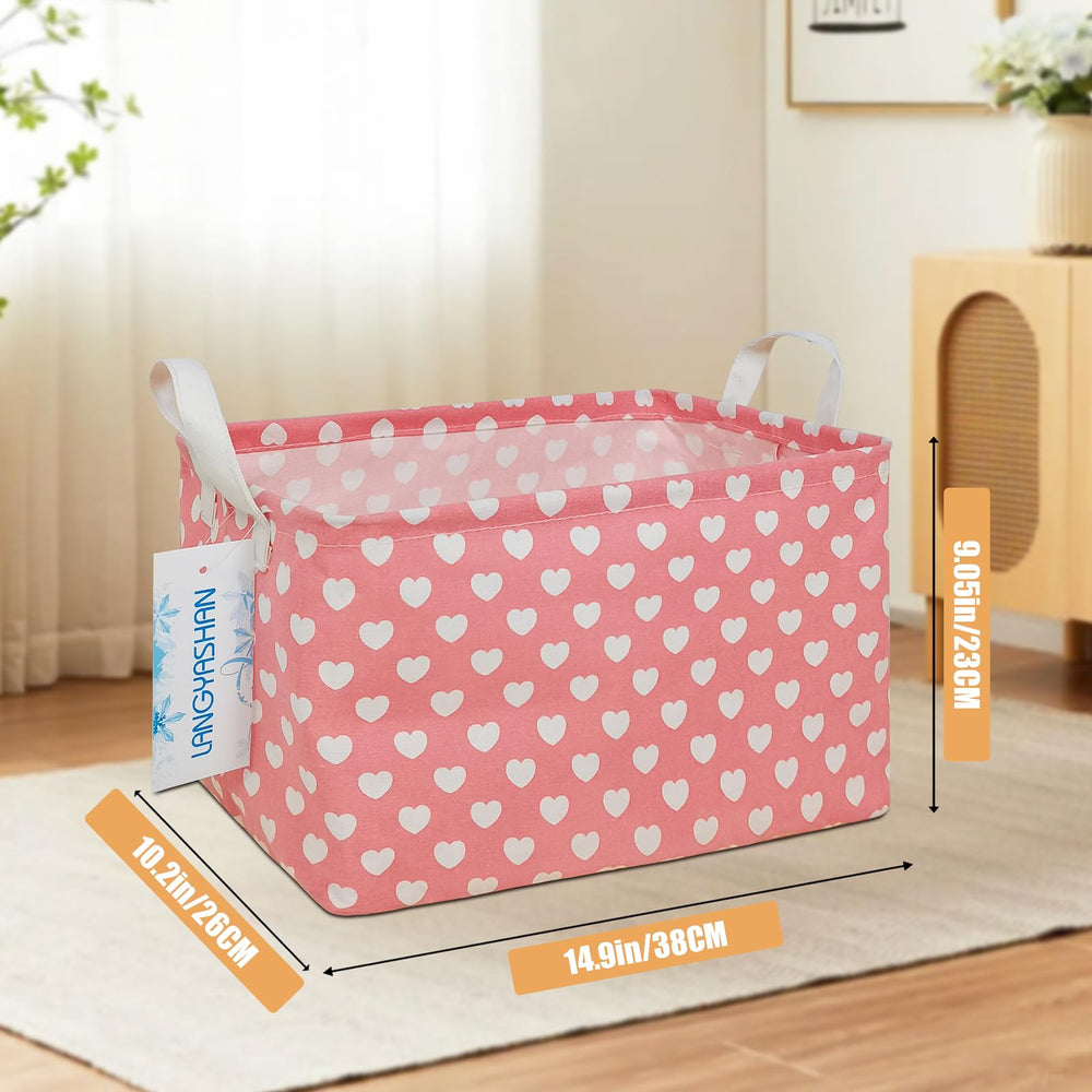 LANGYASHAN storage bin with handles for easy carrying between rooms.