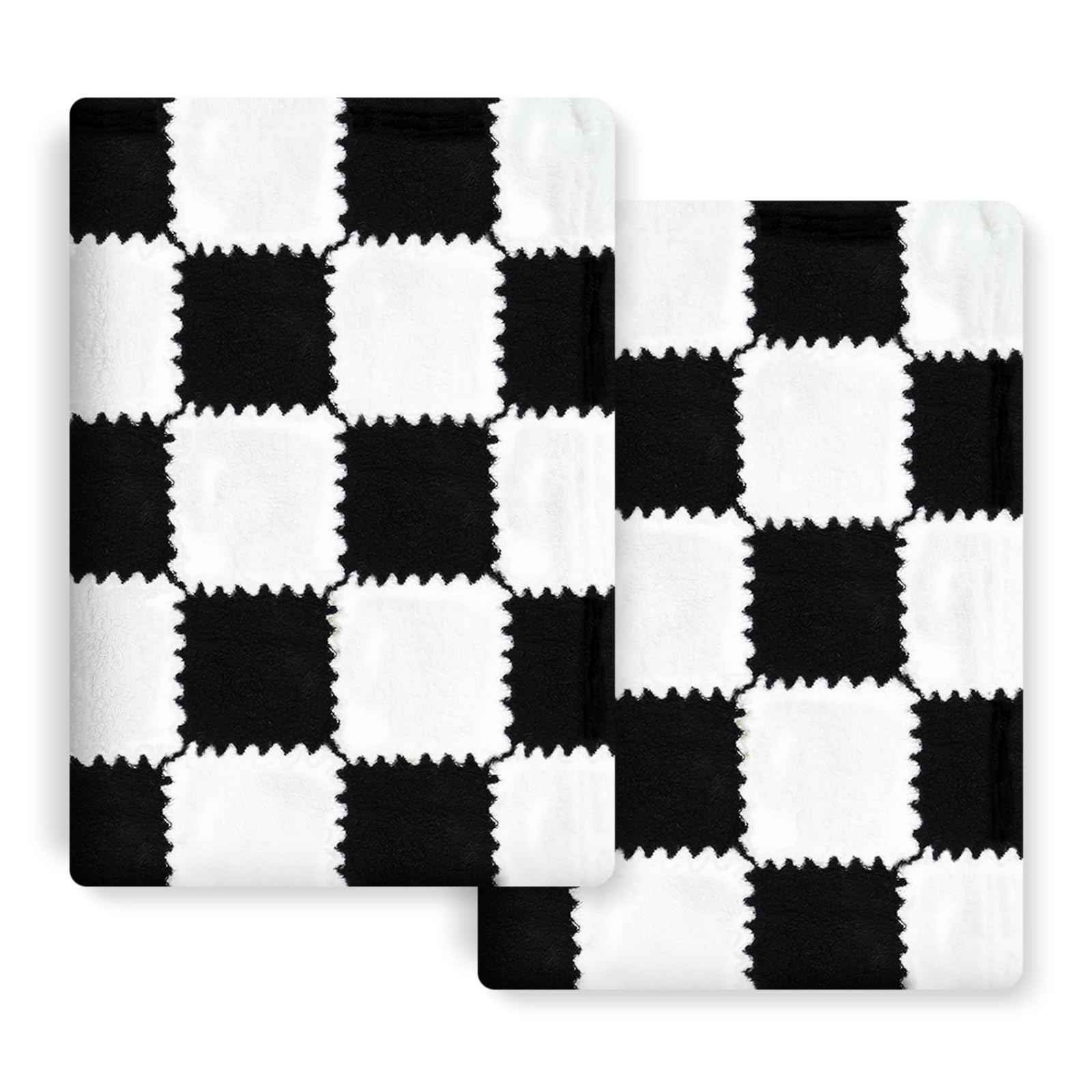 LANLISA checkered baby blanket two-pack full view showing cozy 28x40 inch size