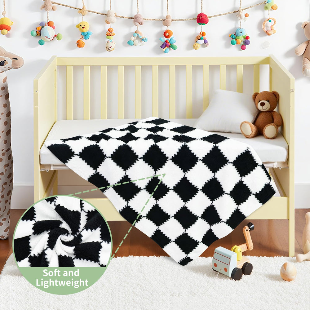 LANLISA checkered baby blanket grid pattern detail enhances nursery decor