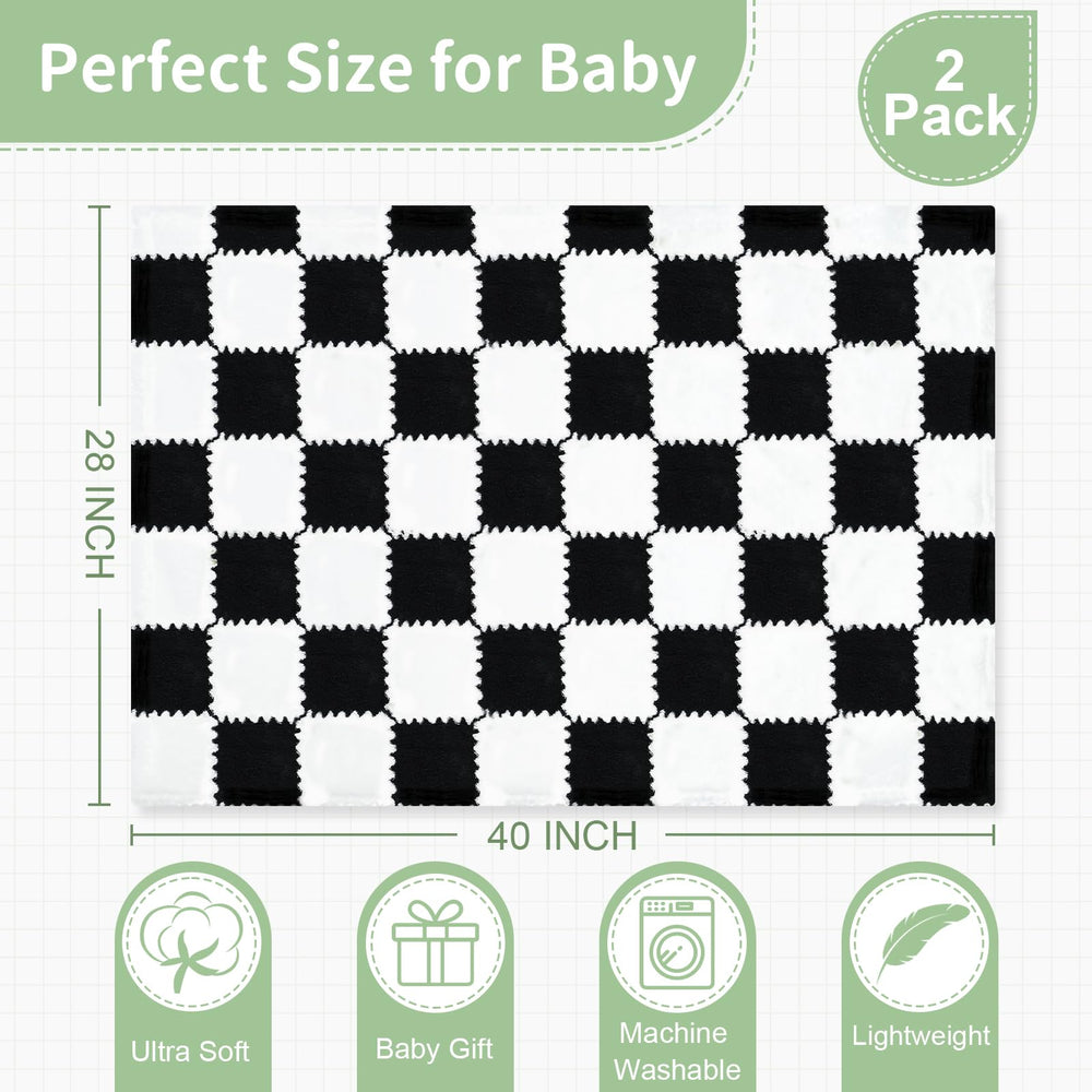 LANLISA checkered baby blanket close-up fleece texture, soft touch for baby
