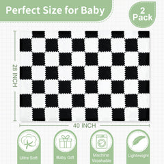 LANLISA checkered baby blanket close-up fleece texture, soft touch for baby