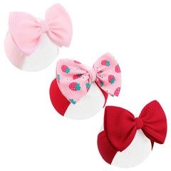 Lanmerry 3-pcs baby headbands with 6in pink bows for all-day comfort