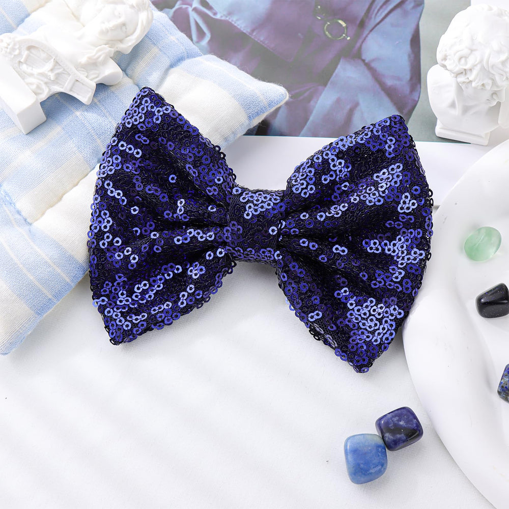 Lanmerry 5-inch sequin bow clip secures styles for busy kids.