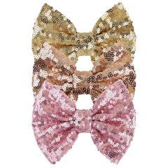 Lanmerry 5-inch sequin hair bows clip adds sparkle for daily outfits
