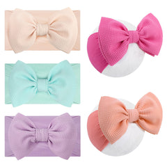Lanmerry 5Pcs ivory headbands close-up showing soft nylon stretch for newborns