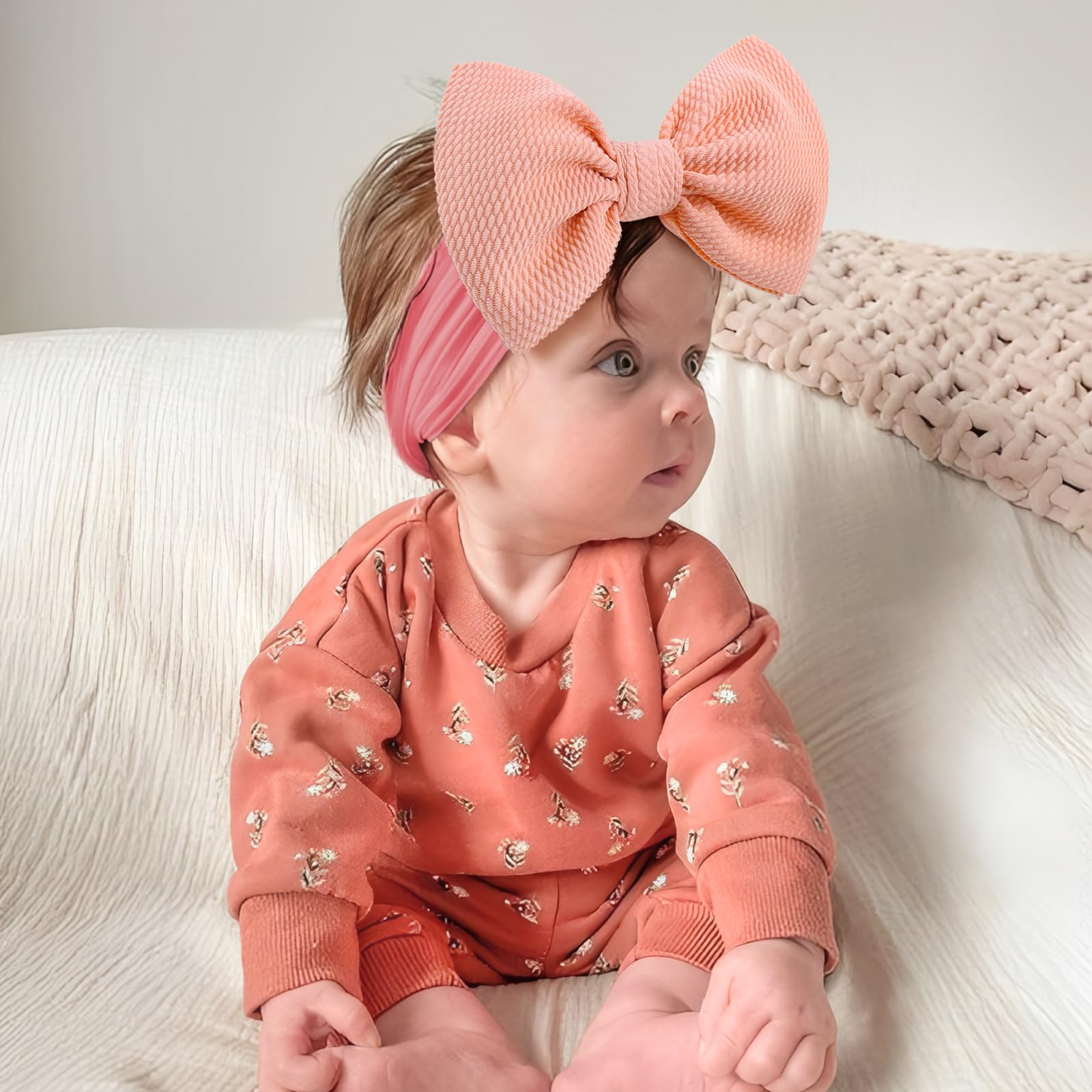Lanmerry 5Pcs rose red headbands set with bow details for adorable photos