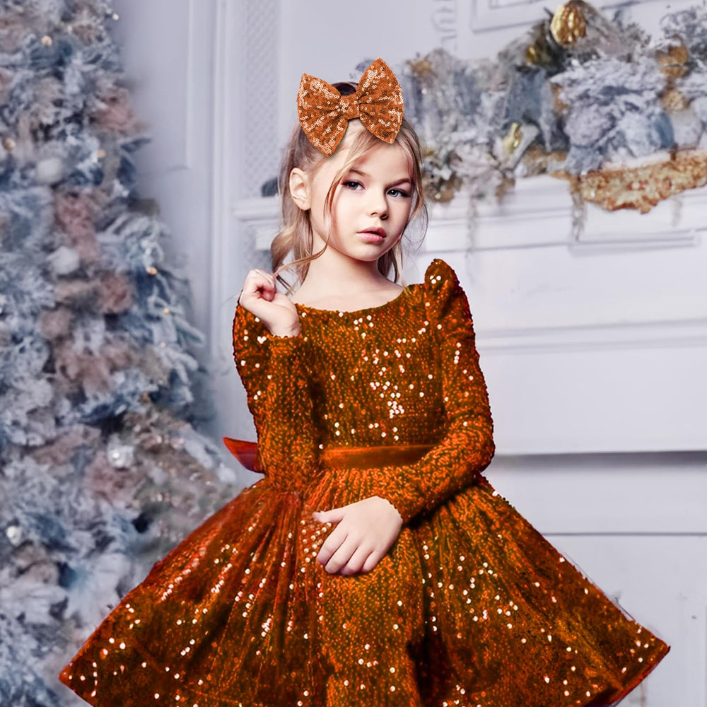 Lanmerry orange bow clip on a baby girl for cute, lightweight styling.