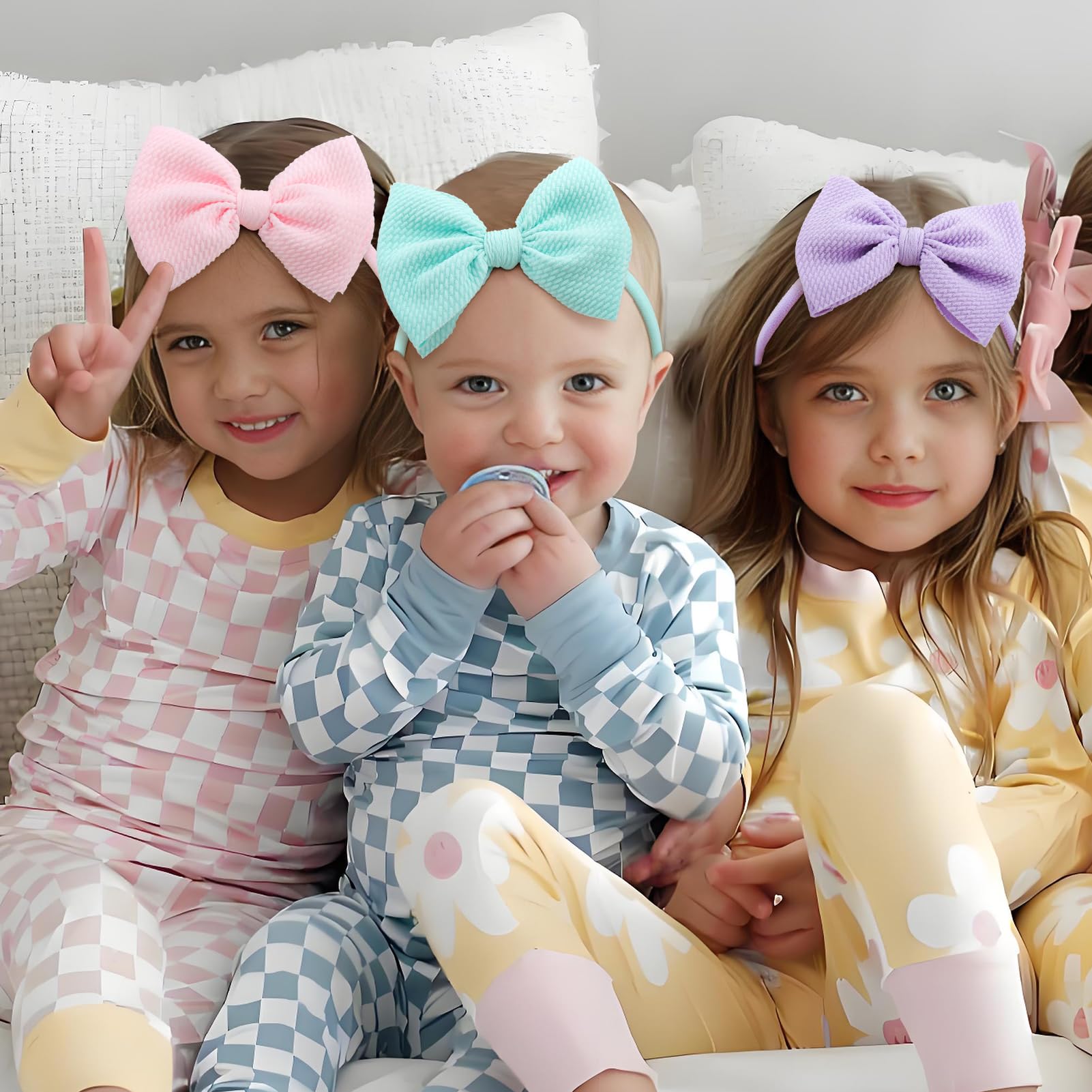 Lanmerry baby bows in purple with 4-5 inch size for special occasions