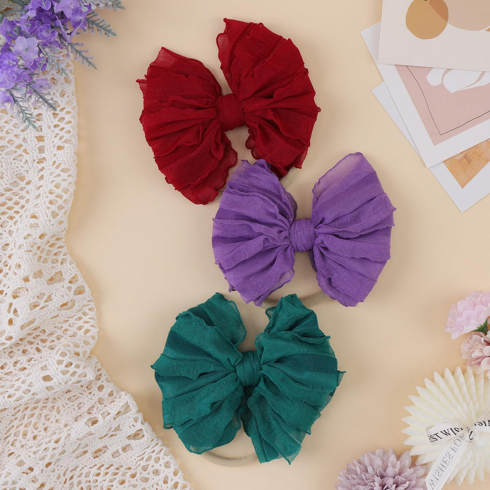 Lanmerry bow headbands for babies, everyday wear with soft lace.