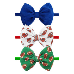 Lanmerry baby girl football headband blue big bow for playful sports events