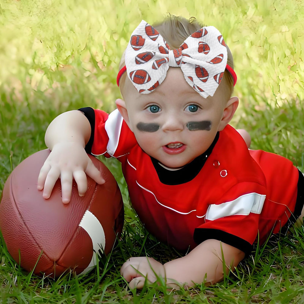 Lanmerry baby girl football headband pink bow boosts party style and photos
