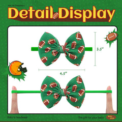 Lanmerry baby girl football headband yellow-green bow adds color to sports events