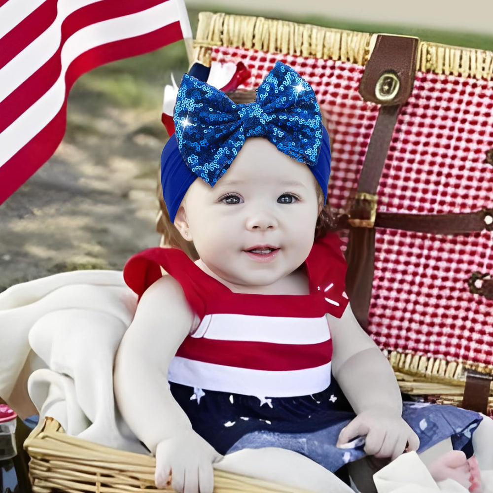 Lanmerry patriotic glitter headband with police style accents for celebrations.
