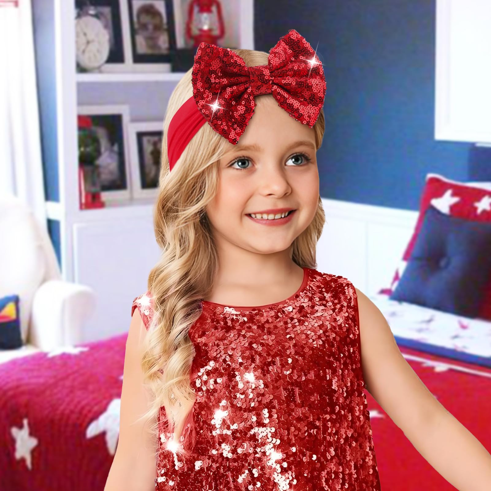 Lanmerry stretchy headband fits newborns to toddlers comfortably without slipping.