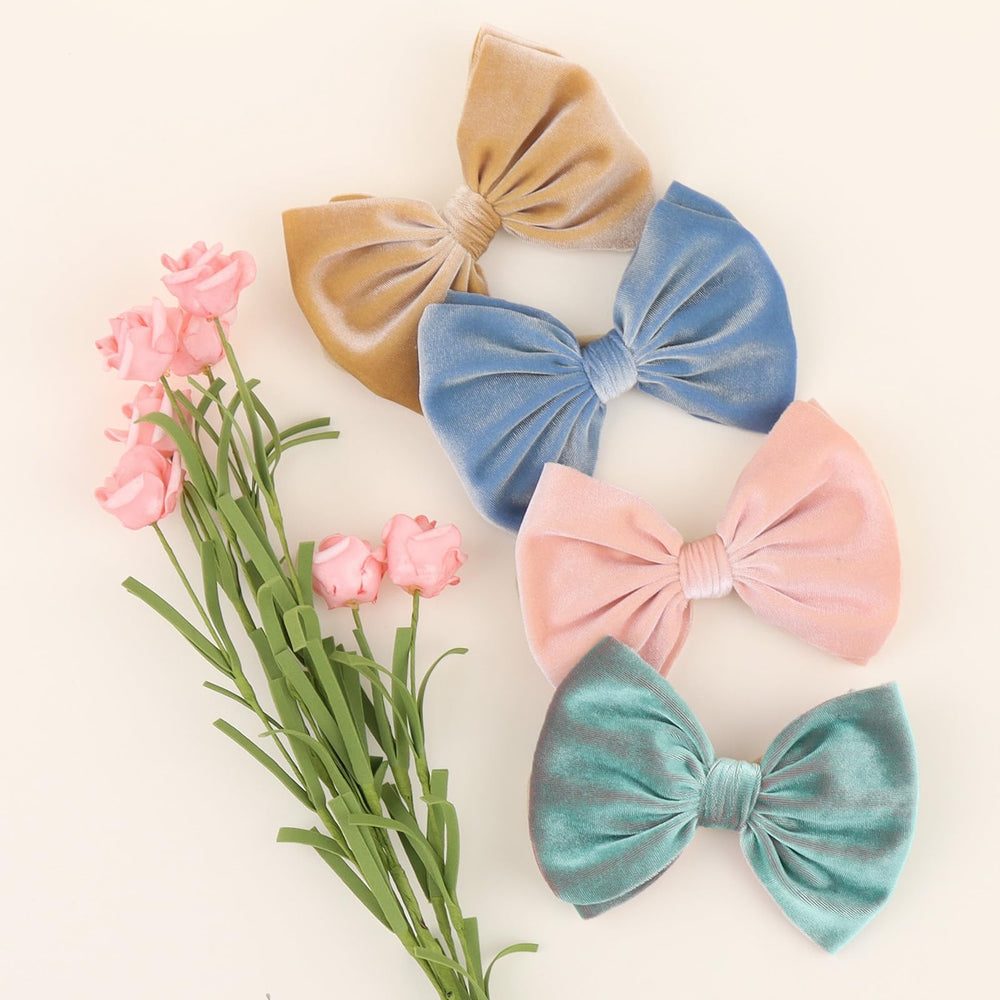 Lanmerry baby girls headband velvet bow daily wear photos