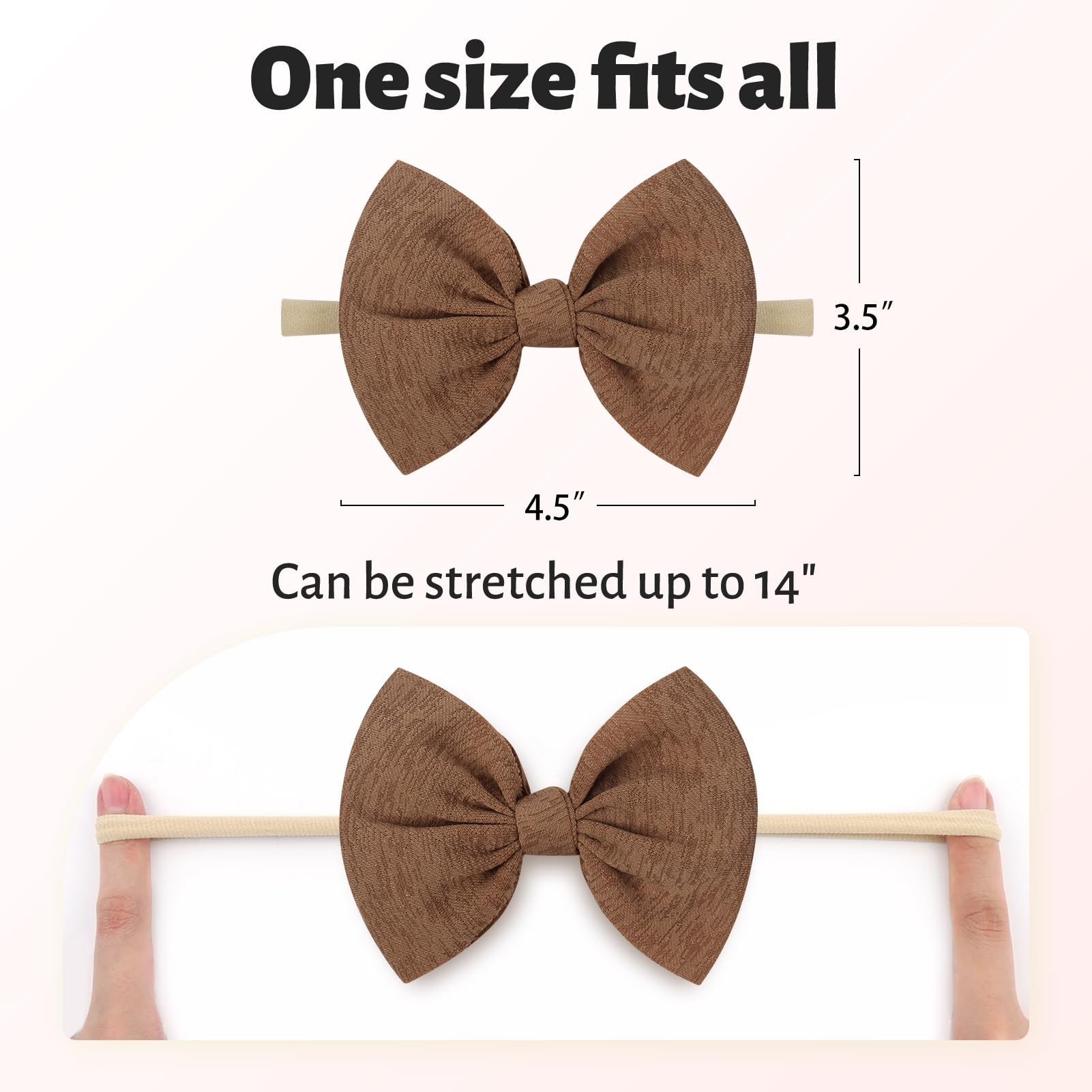 Lanmerry baby hairbands handmade in tan, pack of 8, soft and durable.