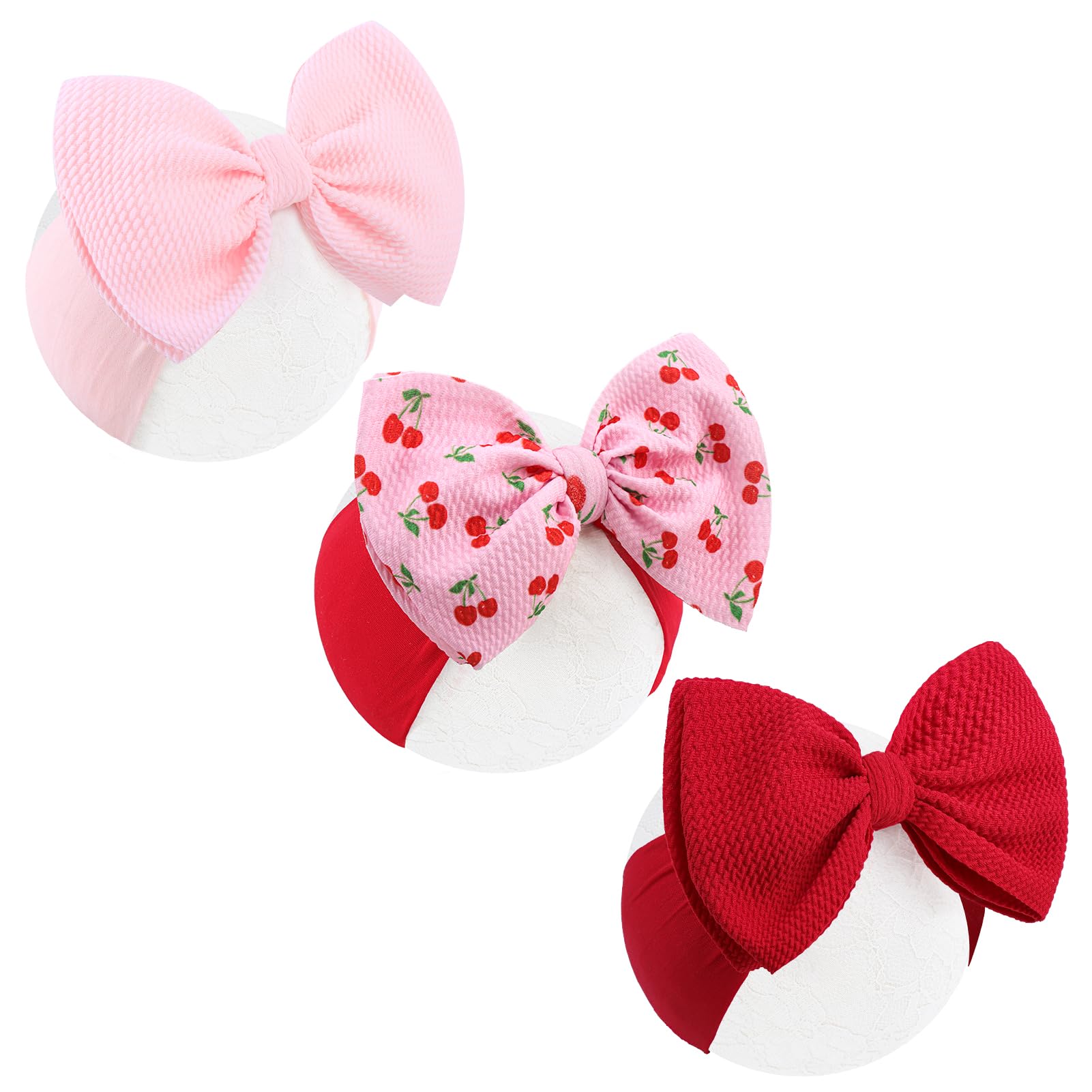 Lanmerry baby headbands 6-inch pink bows with soft stretch for all-day comfort