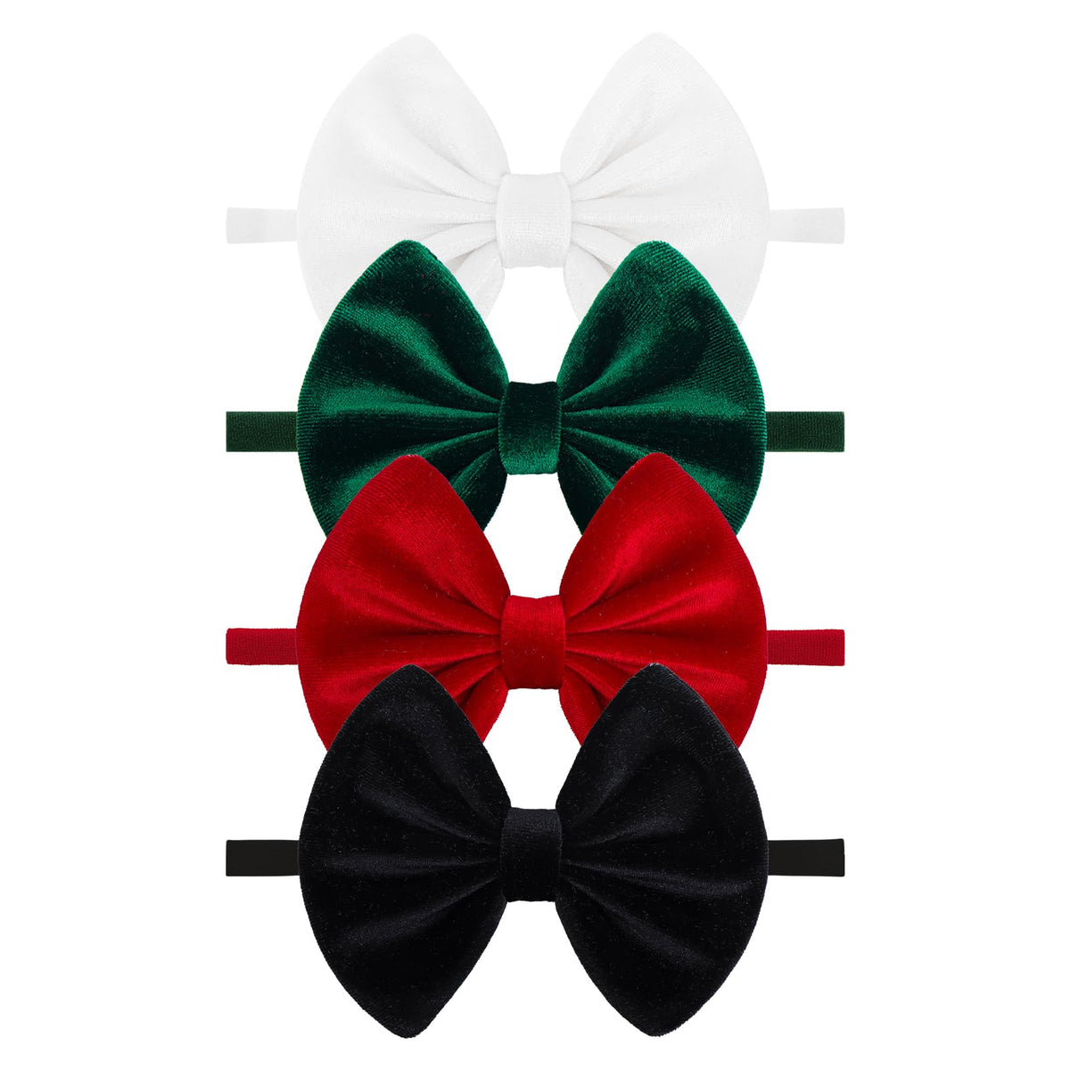 Lanmerry baby headbands front view Christmas set showing festive velvet bows for photos