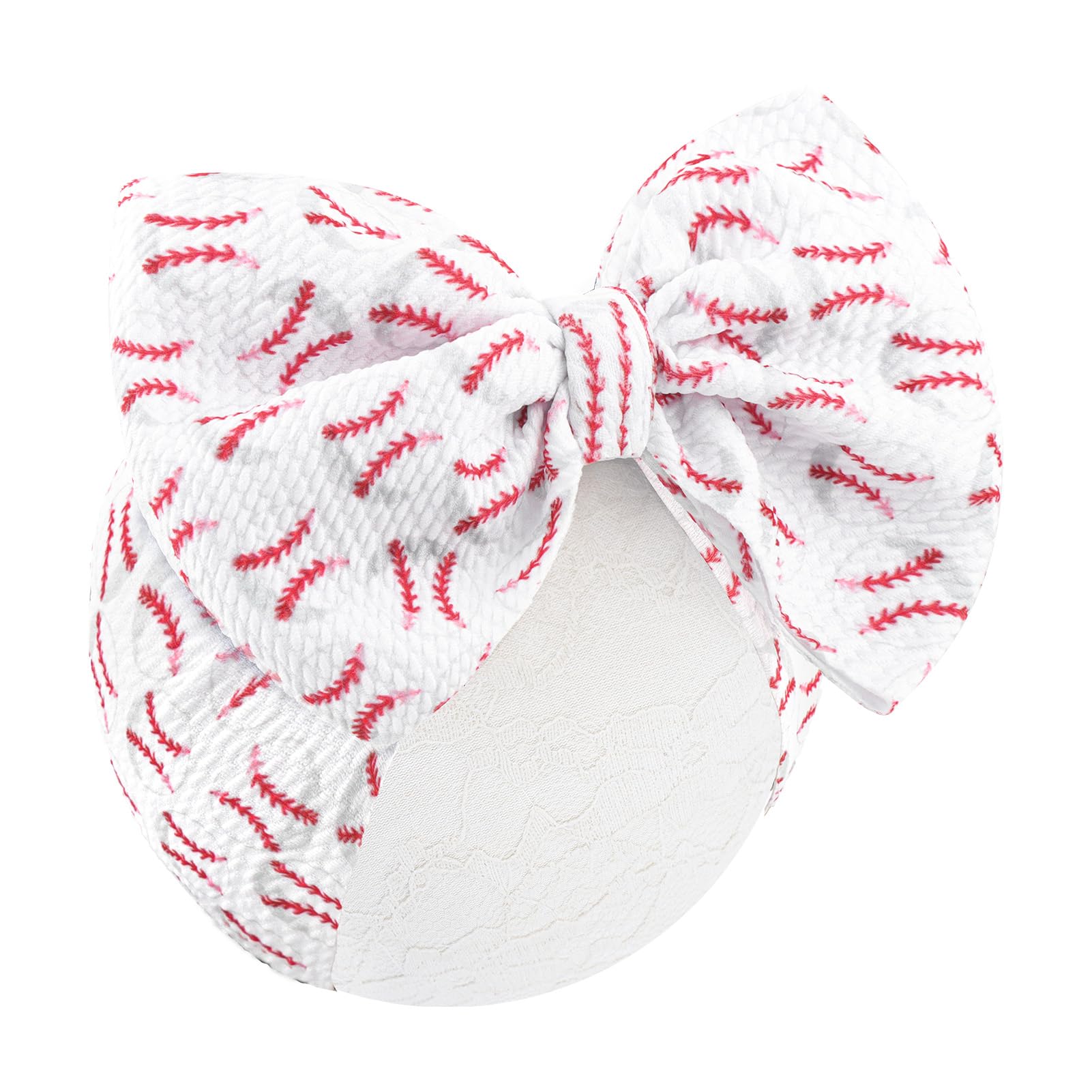 Lanmerry baseball headband baby girl red-white bow for everyday wear and cute photos