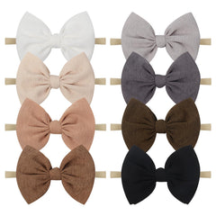 Lanmerry big bows hairbands bow closeup in tan, showcasing elegant knot design for everyday wear.