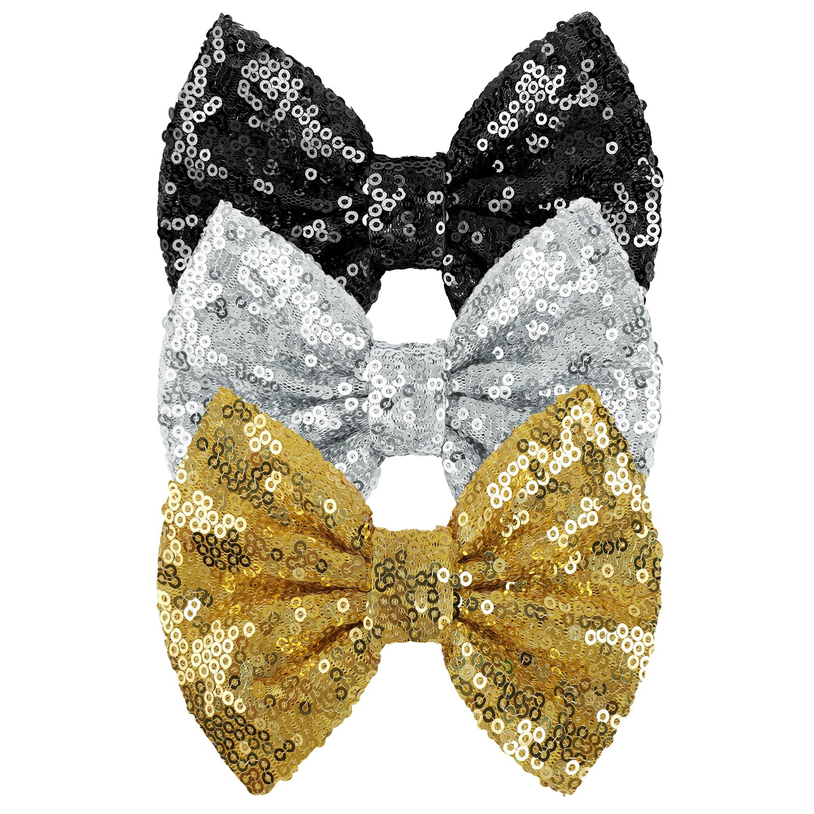 Lanmerry Bling Hair Bows in black sequin add eye-catching sparkle for everyday outfits.