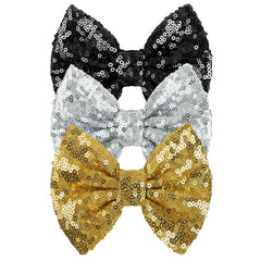 Lanmerry Bling Hair Bows in black sequin add eye-catching sparkle for everyday outfits.