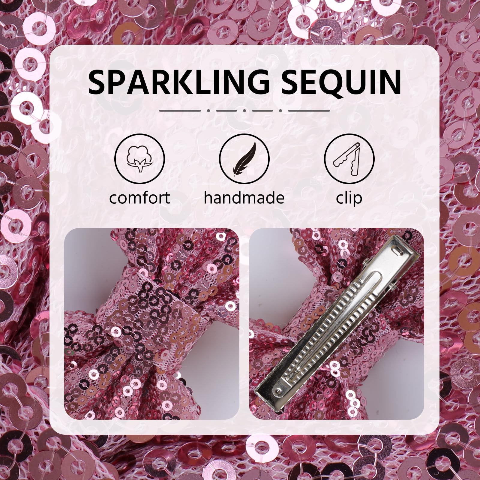 Lanmerry breathable sequin bows clip stays comfy during school days