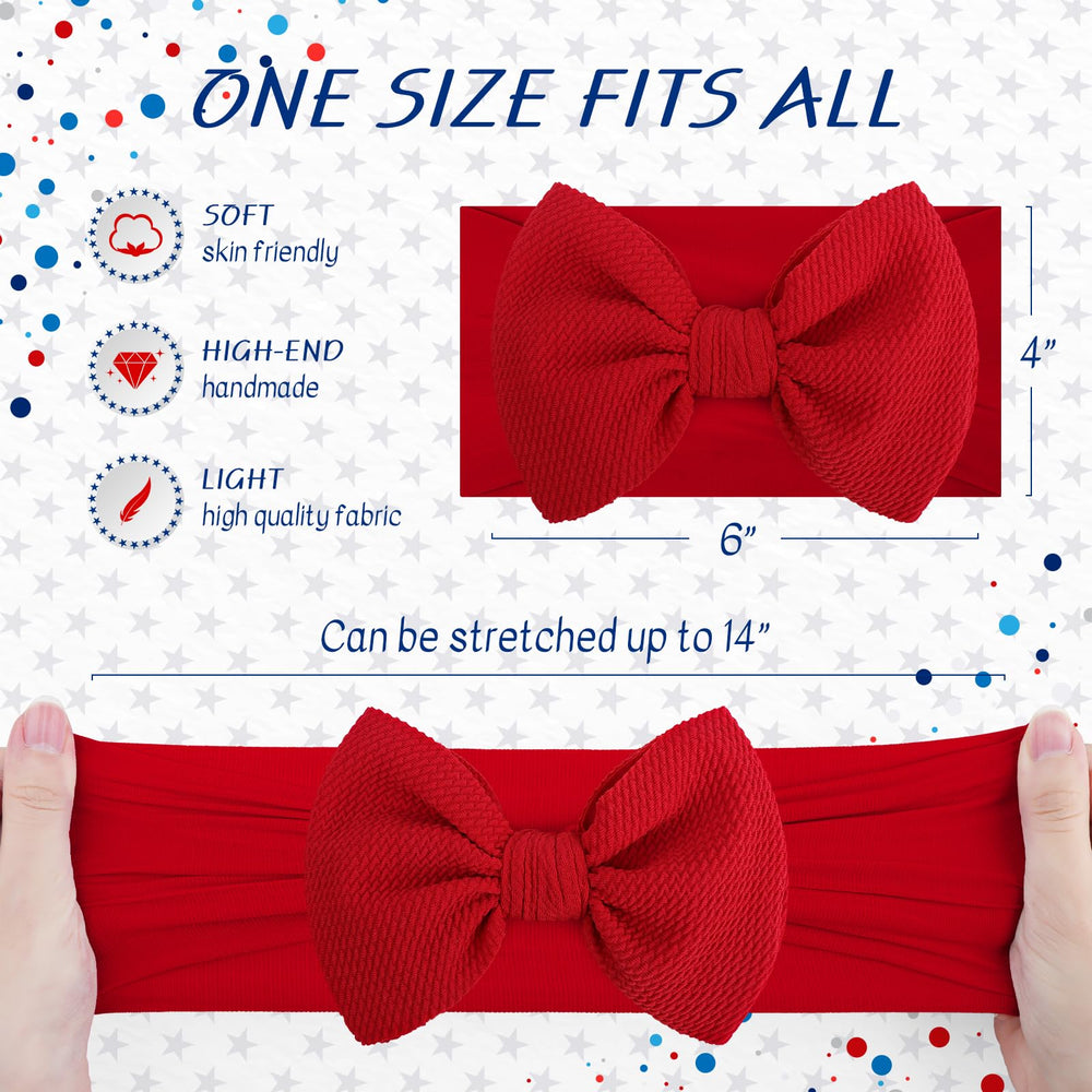 Lanmerry cheer bows headband closeup highlighting fabric texture for holiday outfits.