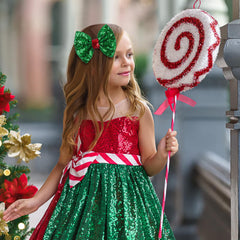Lanmerry Christmas sequin bow clip green for party-ready looks