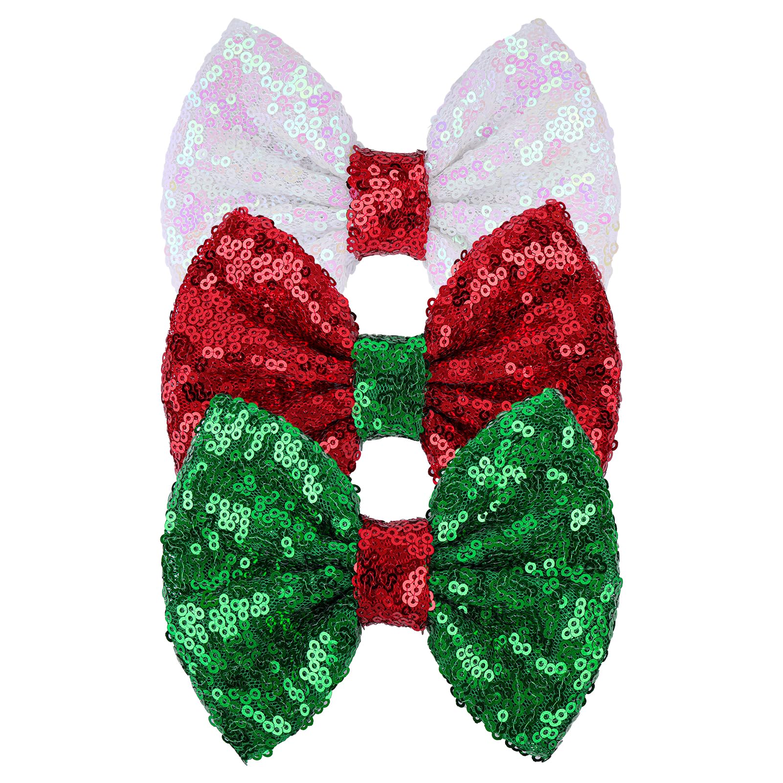 Lanmerry Christmas sequin bow clip red for secure festive hairstyles