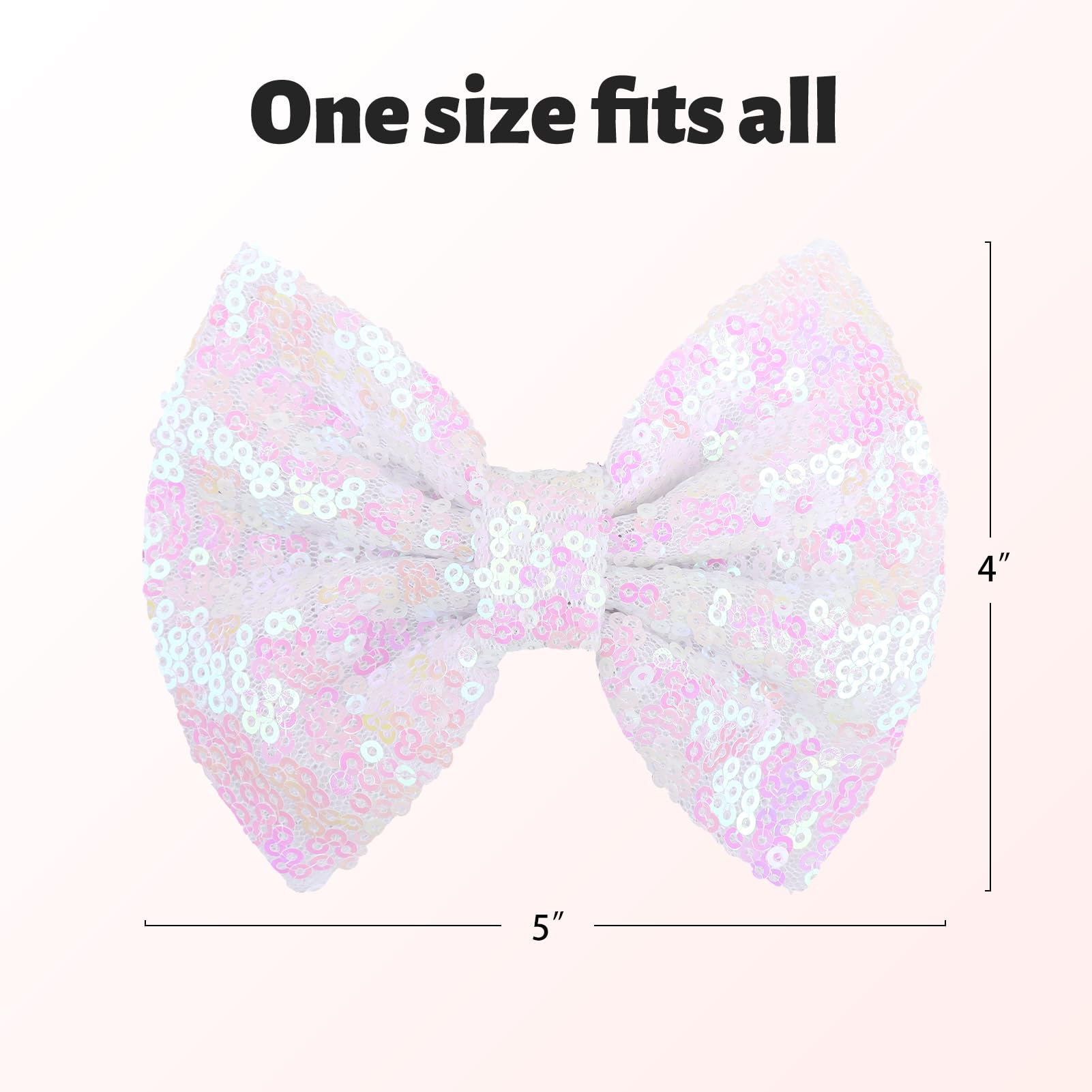 Lanmerry hair bow clip white 5 inch bow detail highlighting durable fabric.