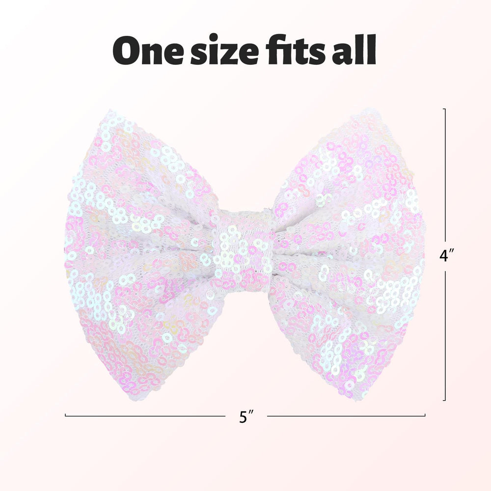Lanmerry hair bow clip white 5 inch bow detail highlighting durable fabric.