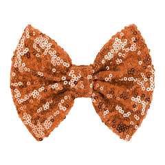 Lanmerry sequined alligator hair clip in orange 5-inch bow adds festive sparkle.